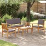 Conjunto de sofá de jardín 4 pcs Marrón 75 x 45 x 38cm