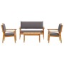 Conjunto de sofá de jardín 4 pcs Marrón 75 x 45 x 38cm