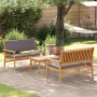 Conjunto de sofá de jardín 3 pcs Marrón 75 x 45 x 38cm