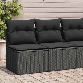 Set sofás jardín y cojines 2 pzas ratán sintético acacia negro