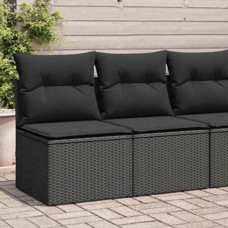 Set sofás jardín y cojines 2 pzas ratán sintético acacia negro