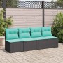 Set sofás jardín y cojines 2 pzas ratán sintético acacia negro