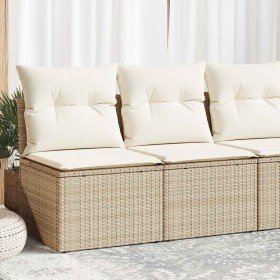 Set sofás jardín y cojines 2 pzas ratán sintético acacia beige