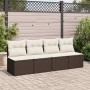Set sofás jardín y cojines 2 pzas ratán sintético acacia marrón