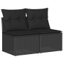 Set sofás jardín y cojines 2 pzas ratán sintético acacia negro