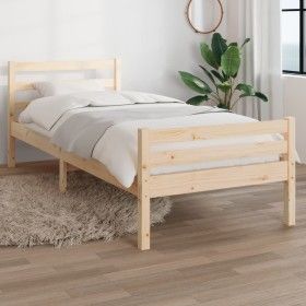 Estructura de cama de madera maciza 90x200 cm de vidaXL, Camas y somieres - Ref: Foro24-814804, Precio: 98,45 €, Descuento: %
