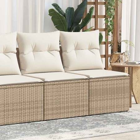 Set sofás jardín y cojines 2 pzas ratán sintético acacia beige