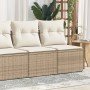 Set sofás jardín y cojines 2 pzas ratán sintético acacia beige