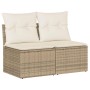 Set sofás jardín y cojines 2 pzas ratán sintético acacia beige