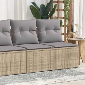 Set sofás jardín y cojines 2 pzas ratán sintético acacia beige