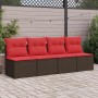 Set sofás jardín y cojines 2 pzas ratán sintético acacia marrón