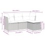 Set de sofás de jardín 4 pzas y cojines ratán sintético gris