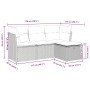 Set de sofás de jardín 4 pzas y cojines ratán sintético marrón