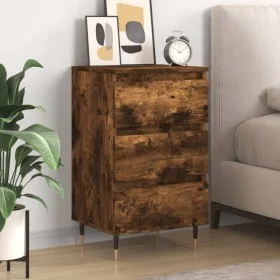 Smoked oak engineered wood bedside table 40x35x69 cm by vidaXL, Nightstands - Ref: Foro24-826918, Price: 54,52 €, Discount: %