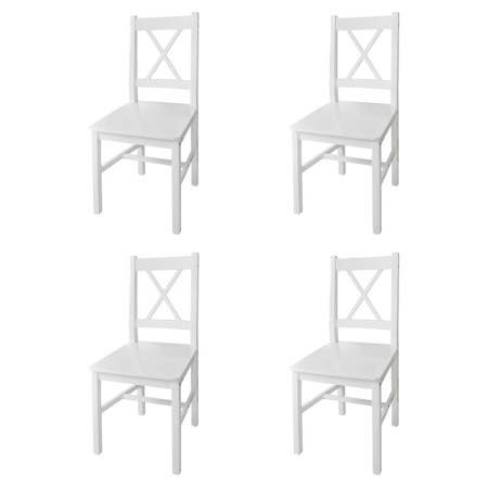 Sillas de comedor 4 unidades madera de pino blanco