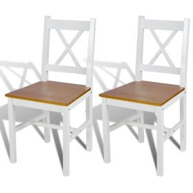 Sillas de comedor 2 unidades madera de pino blanco Sillas de comedor 2 unidades madera de pino blanco