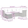 Set de sofás de jardín 6 pzas y cojines ratán sintético gris