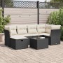 Set de sofás de jardín 7 pzas con cojines ratán sintético negro