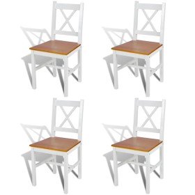 Sillas de comedor 4 unidades madera de pino blanco Sillas de comedor 4 unidades madera de pino blanco