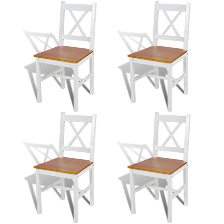 Sillas de comedor 4 unidades madera de pino blanco