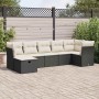 Set de sofás de jardín 7 pzas con cojines ratán sintético negro