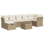 Set de sofás de jardín y cojines 8 piezas ratán sintético beige