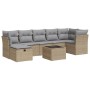Set de sofás de jardín y cojines 8 piezas ratán sintético beige