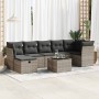 Set de sofás de jardín y cojines 8 piezas ratán sintético gris