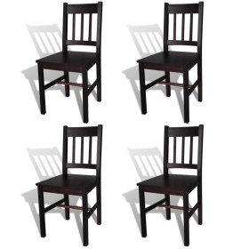 Sillas de comedor 4 unidades madera de pino marrón oscuro Sillas de comedor 4 unidades madera de pino marrón oscuro
