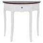 Mesa consola semicircular con cajón blanca y superficie marrón en Mesas auxiliares | Comprar online en Foro24