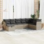 Set de sofás de jardín 8 pzas y cojines ratán sintético gris