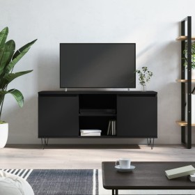 Mueble de TV madera de ingeniería negro 104x35x50 cm