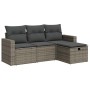 Set de sofás de jardín 4 pzas y cojines ratán sintético gris