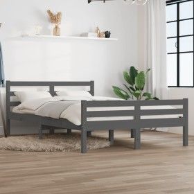 Gray solid wood bed frame 120x200 cm by vidaXL, Beds and slatted bases - Ref: Foro24-814816, Price: 118,82 €, Discount: %
