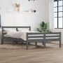 Gray solid wood bed frame 120x200 cm by vidaXL, Beds and slatted bases - Ref: Foro24-814816, Price: 118,77 €, Discount: %