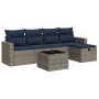 Set de muebles de jardín 6 pzas y cojines ratán sintético gris