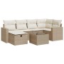 Set sofás de jardín 7 piezas y cojines ratán sintético beige