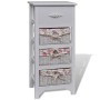 Mueble con 1 cajón y 3 cestas madera de paulonia blanco