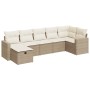 Set sofás de jardín 7 piezas y cojines ratán sintético beige