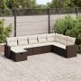 Set sofás de jardín 8 piezas y cojines ratán sintético marrón