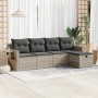 Set de sofás jardín y cojines 5 pzas ratán sintético gris claro