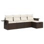 Set comedor de jardín 5 piezas y cojines ratán sintético marrón