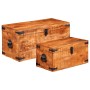 Juego de cofres de almacenamiento 2 uds madera de mango rugosa