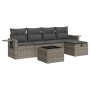 Set de muebles de jardín 6 pzas y cojines ratán sintético gris