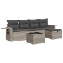 Set de sofás de jardín 6 pzas y cojines ratán sintético gris