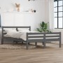 Gray solid wood bed frame King Size 150x200 cm by vidaXL, Beds and slatted bases - Ref: Foro24-814826, Price: 146,94 €, Disco...