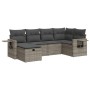 Set de muebles de jardín 6 pzas y cojines ratán sintético gris