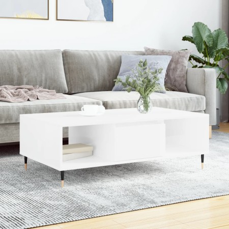 Glänzend weißer Couchtisch aus Holzwerkstoff, 104 x 60 x 35 cm von vidaXL, Couchtisch - Ref: Foro24-827078, Preis: 88,74 €, R...
