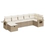 Set sofás de jardín 7 piezas y cojines ratán sintético beige