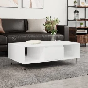Glossy white engineered wood coffee table 104x60x35 cm by vidaXL, Coffee table - Ref: Foro24-827086, Price: 70,57 €, Discount: %